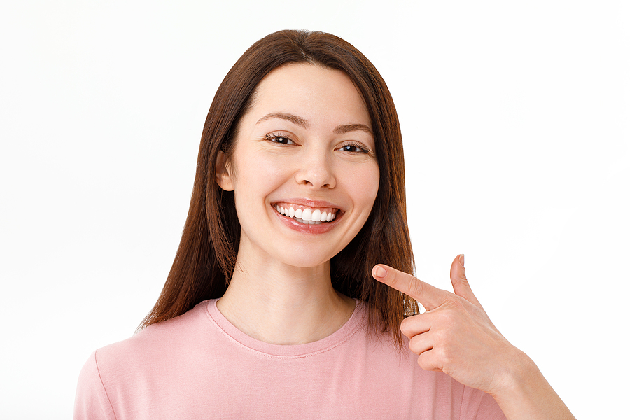 Perfect Healthy Teeth Smile Of A Young Woman. Teeth Whitening. D Cosmetic Dentistry Service